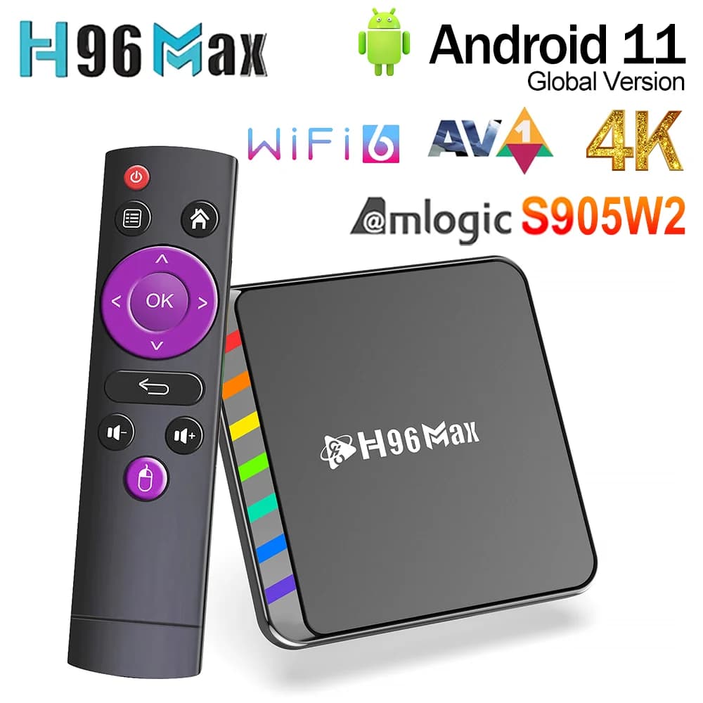 H96 Max W2 Smart TV Box Android 11 S905W2 4GB 32GB 64GB AV1 Quad Core WIFI6 4K Set Top Box Media Player TV Box 2G16G