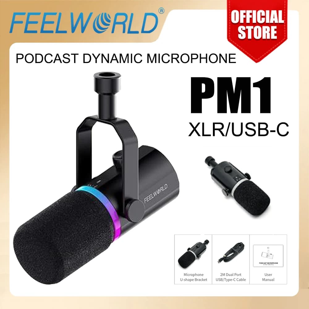 FEELWORLD PM1 microfono dinamico per Podcasting registrazione Gaming Live Streaming XLR/USB microfono dinamico