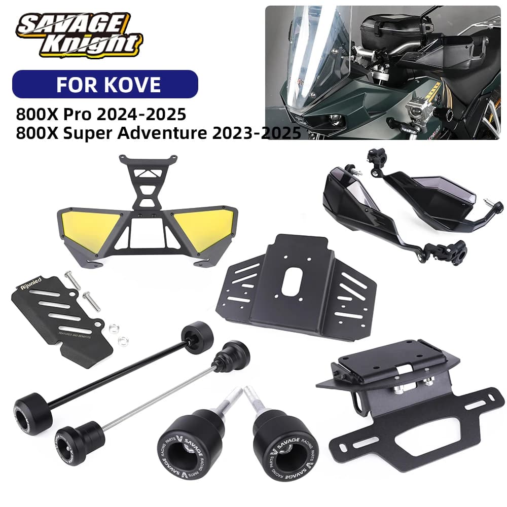Per Kove 800X Pro Super Adventure Accessori moto Staffa targa Supporto GPS Telaio ruota Crash Slider Paramani