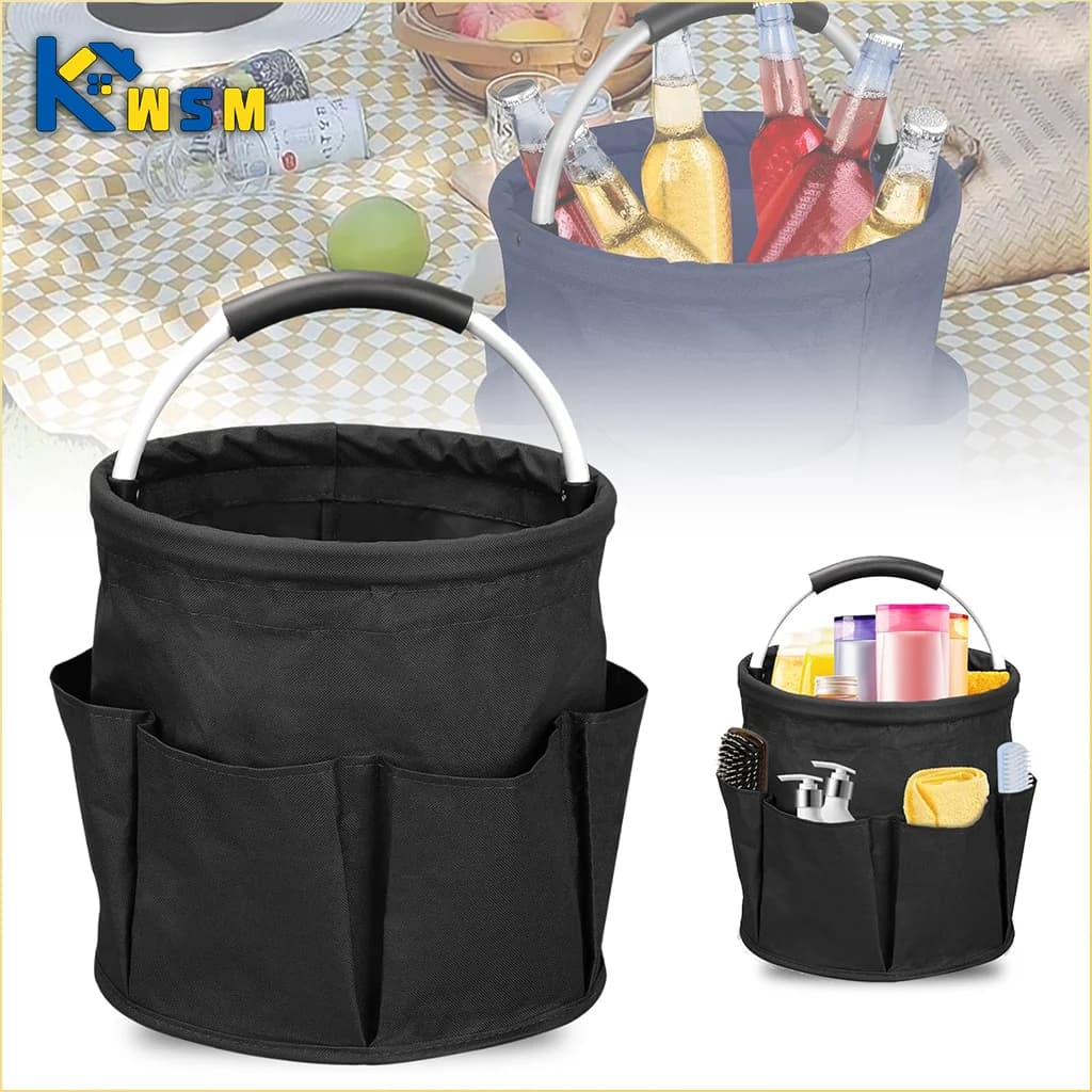 Foldable Picnic Basket Portable Beach Storage Bag for Laundry Shower Campsite Trips Halloween Gift Organizer Christmas Gift