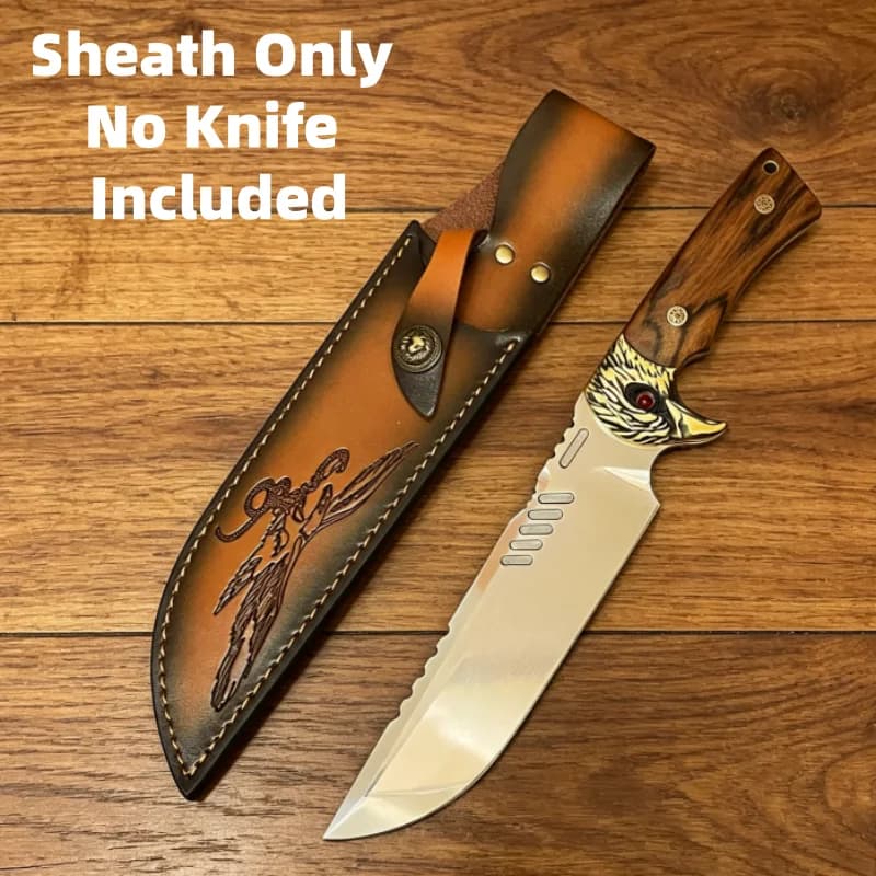 Vintage Emboss Split Cowhide Knife Sheath with Metal Snap Waist Belt Tool Scabbard Sheath Only No Knife Included