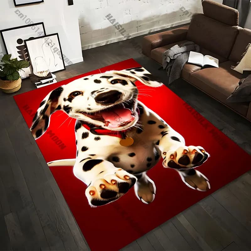Carpets printed with maculated dog playful and exciting in 21 sizes, yoga mats for adults, decorations for the living room, customized zerbini