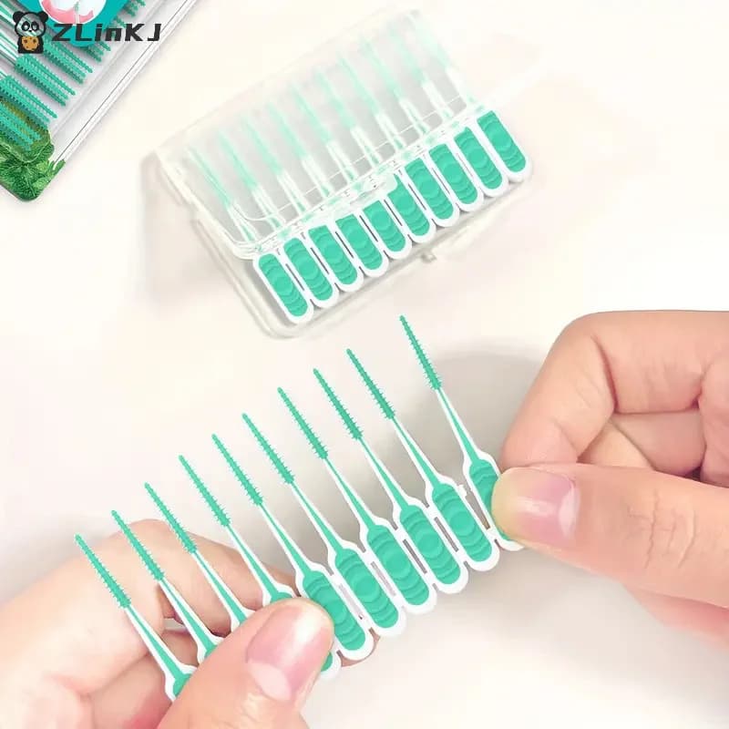 ▶100Pcs/box Interdental Silicone Brushes Dental Toothpicks Brush Between Teeth With Thread Oral Cleaning Tools
