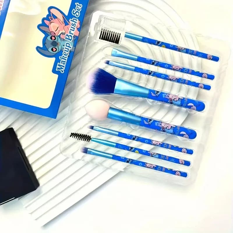Set di 8 Pennelli da Trucco Stitch Angel, Personaggi Anime Cartoon, per Blush, Ombretto, Cipria, Rossetto, Regalo per Donne e Ragazze