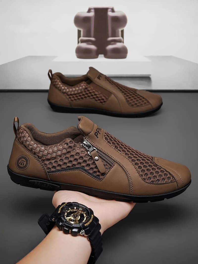 Men's Summer New Fashion Anti-slip Soft Bottom Thin Breathable Slip-on Running Casual Mesh Shoes Comfortable Low Heel Rubber ...