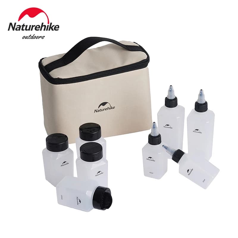 Naturehike Barattolo di condimento 8 pezzi Set di contenitori per spezie Bottiglia di condimento per picnic all'aperto portatile Set di pentole da campeggio Bottiglia di condimento