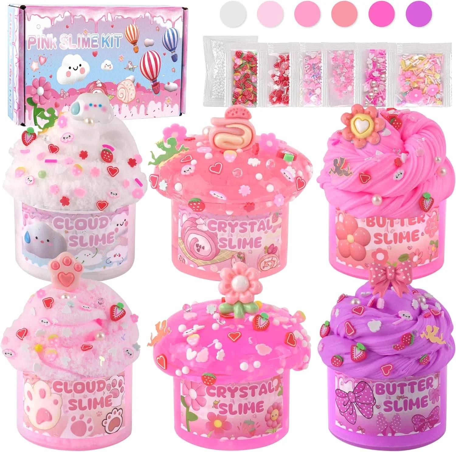 Set di Slime Rosa a Forma di Nuvola, Kit Giocattoli per Bambini e Bambine, Set Regalo per Feste a Tema Slime, Gadget per Sacchetti Regalo