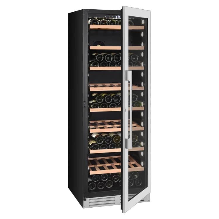 Conveniente utilizzo del controllo della temperatura Raffreddatori per vino e bevande Frigorifero Dispositivo di raffreddamento per vino per uomo Grotta Porta in vetro con luce a LED 160