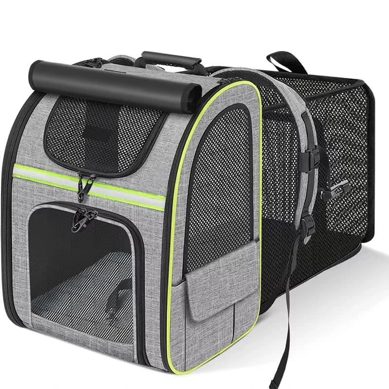 Cat Carrier Dog Backpack Expandable Large Portable Breathable Rucksack with Front Opening Mesh Window Pockets