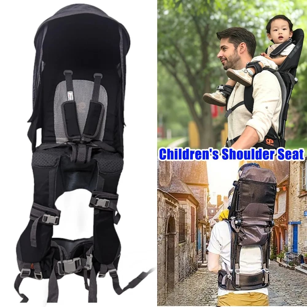 Baby Shoulder Seat Carrier With Metal Lining Rain Cover Hiking Backpack Saddle Shoulder Stand For Infant Travel Outdoor Walking