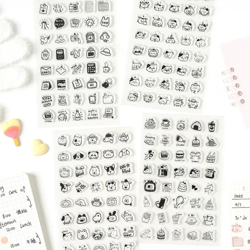 Cute Silicone Stamps Set Sweet Animal Dessert Playful Kids Handwriting Seals stamp Scrapbooking DIY Decor Stamps for Journals
