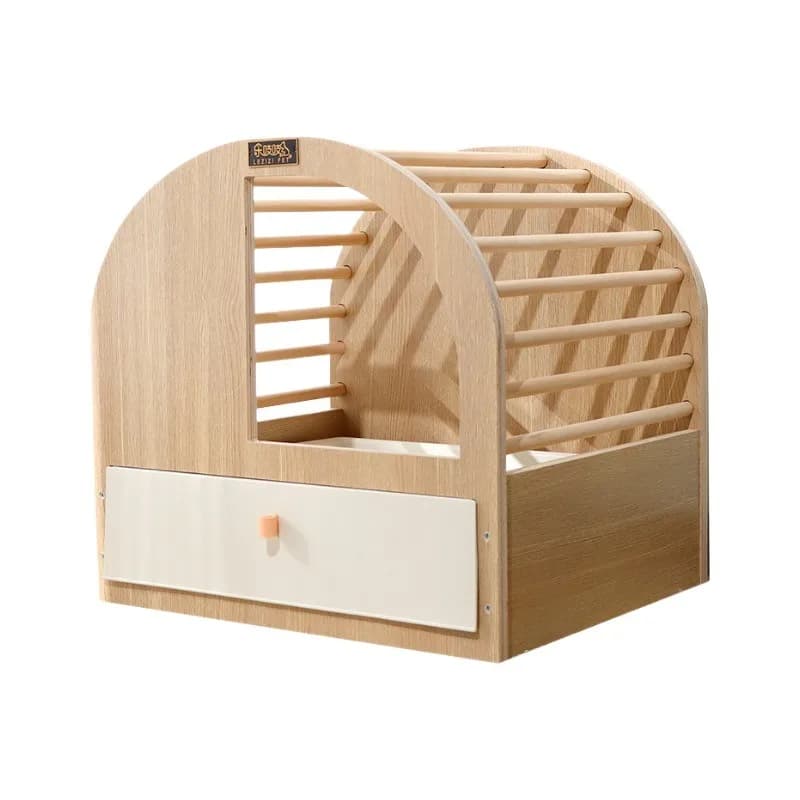 Grande lettiera per gatti in legno massello Cassetto semichiuso Toilette per gatti Letto per gatti multifunzionale Design cavo Non soffocante