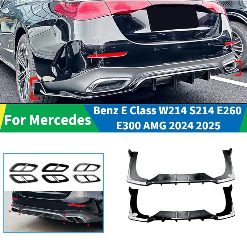For Mercedes Benz E Class W214 S214 E260 E300 AMG 2024 2025 Car Rear Bumper Diffuser Exhaust Tailpipe Frame Automobile Tuning