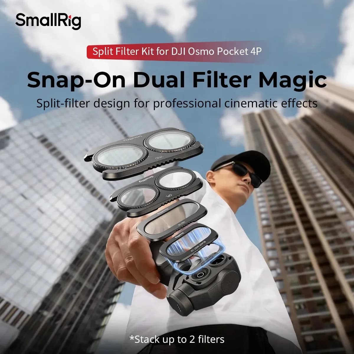 SmallRig Action Camera Lens Filter Split Filter Kit ND16/64/256 CPL 1/4 Black Diffusion for DJI Osmo Pocket 4P 6476/6477/6658