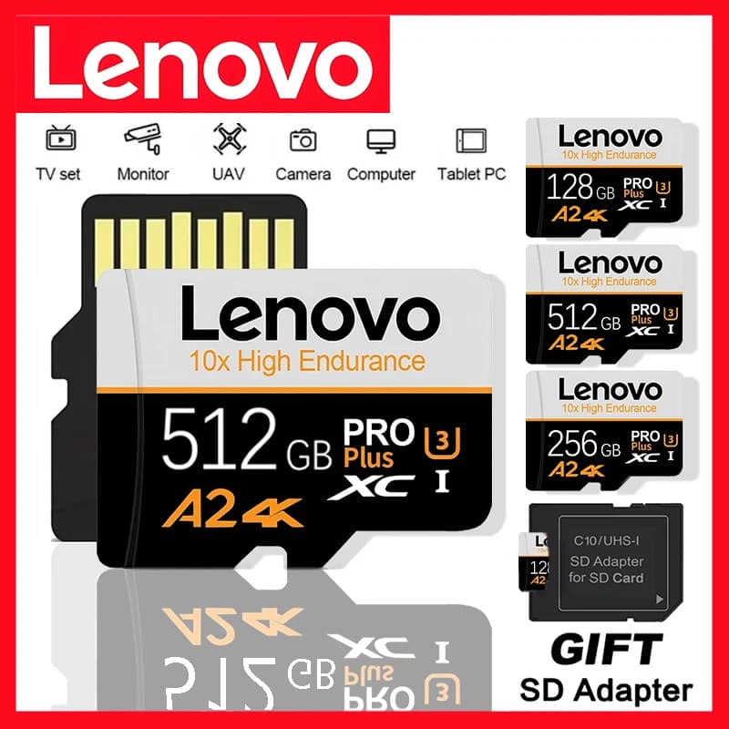 Lenovo Ultra HD SD Cards TF Cards Micro TF SD Memory Card 512GB 128GB 64GB 32GB Full HD V10 for Surveillance / GoPro