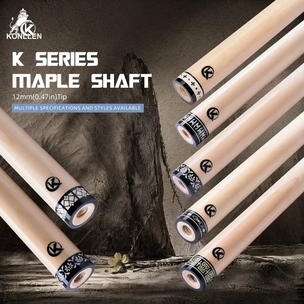 Konllen Pool Cue Shaft YG1/YA1/YW1 Maple Shaft for 12mm Tip with Carbon Tube Billiard Cue Stick