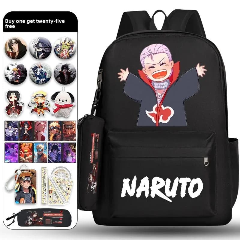 Nuovo Zaino Studente 2026 per Esterni, Regalo, Cartone Animato, Zaino Scolastico Naruto Uchiha Sasuke Anime Co-Branded, per Uomo e Donna