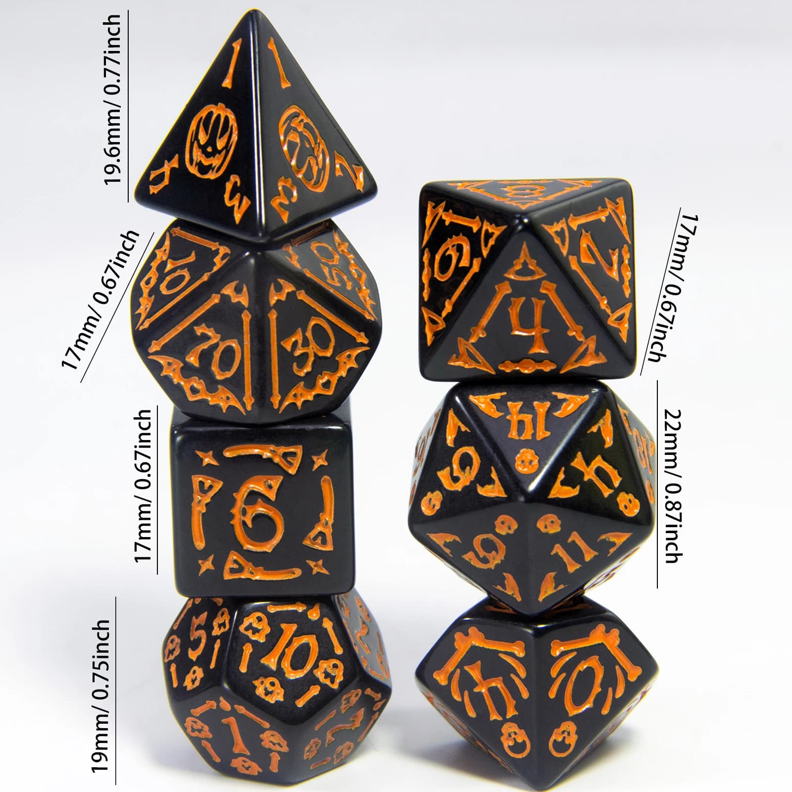 Dadi DND da 7 pezzi Dadi a tema Halloween per giochi da tavolo come regalo di festa Dadi poliedrici D4-D20