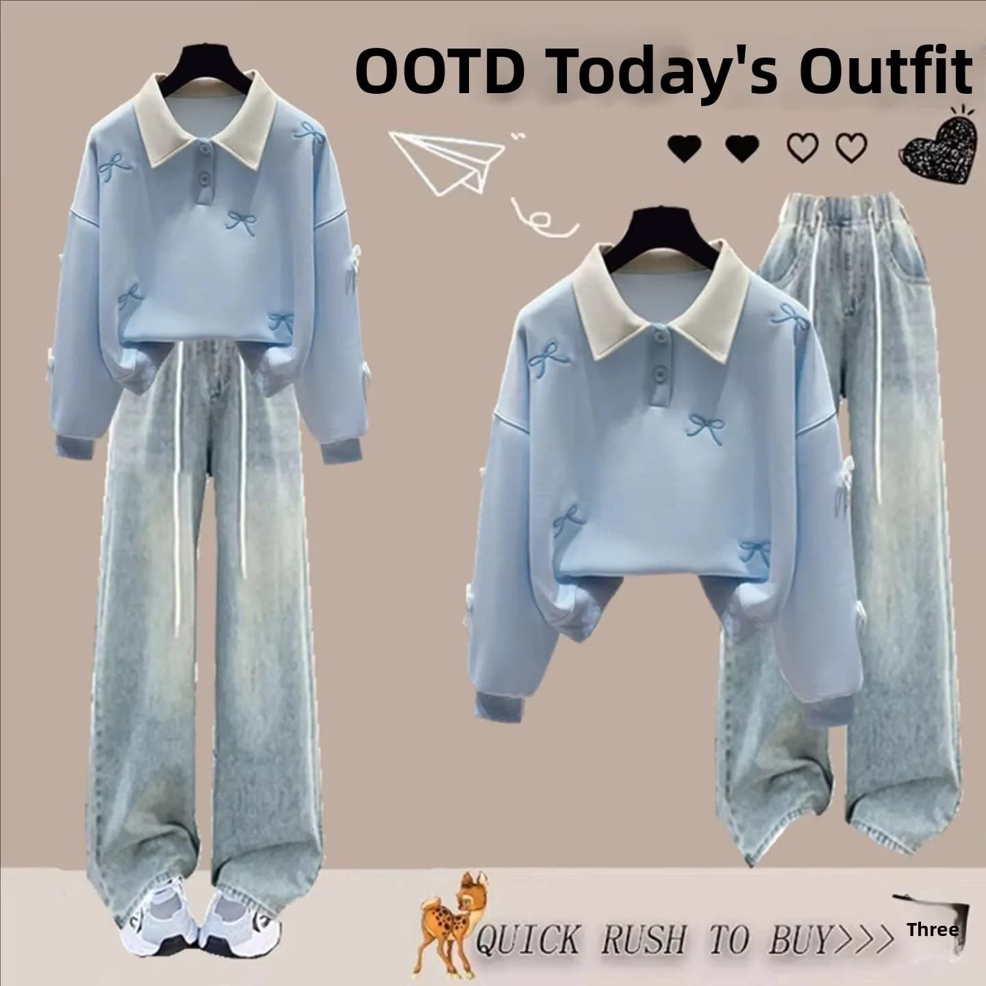Set di Felpa con Cappuccio e Jeans alla Moda per Ragazze Adolescenti, Stile Giovanile OOTD, Maniche Lunghe, Imbottito e Traspirante
