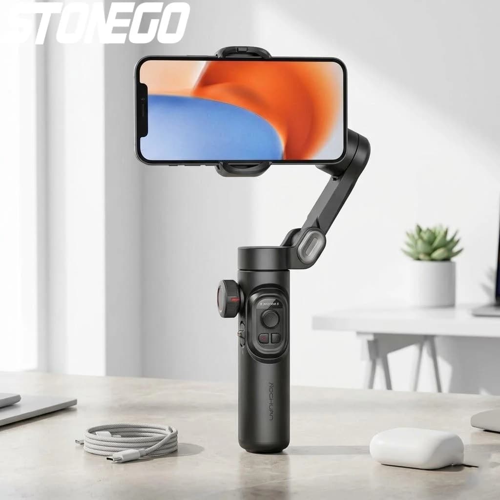 Stabilizzatore Gimbal Portatile a 3 Assi Anti-Vibrazione per Telefono, con Tracciamento del Viso, Asta Selfie per Fotografia e Video con Cellulare