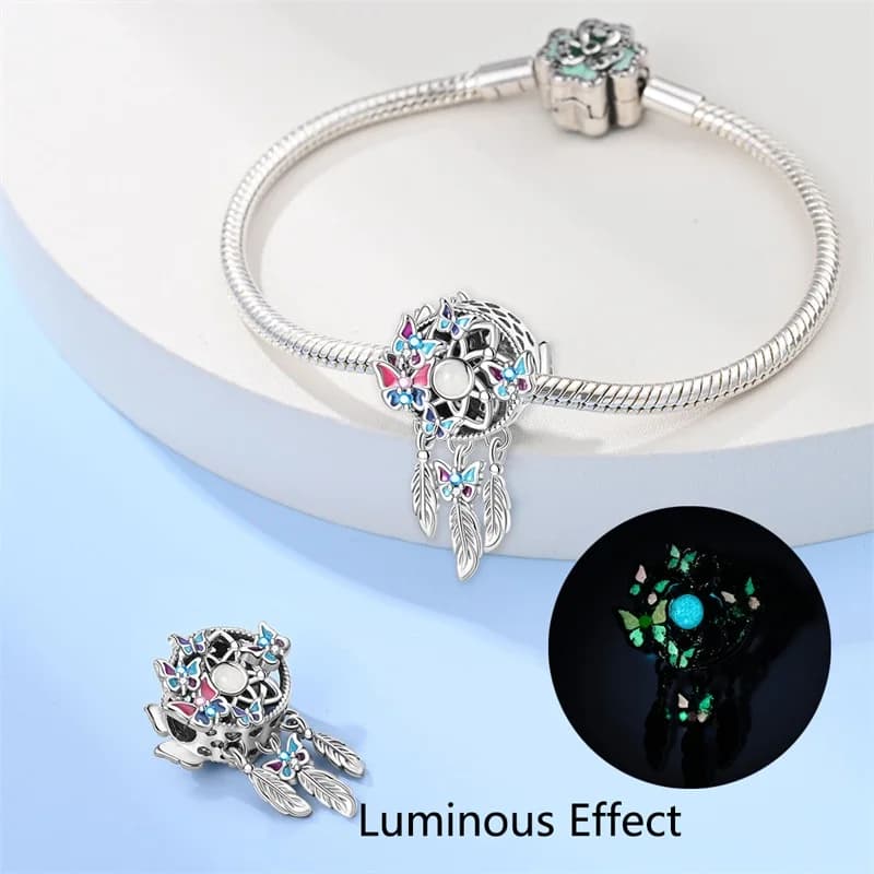 925 Sterling Silver Dreamcatcher Chasing Light Charms Beads Fit 3mm Original Bracelet DIY Women Fashion Anniversary Jewelry Gift
