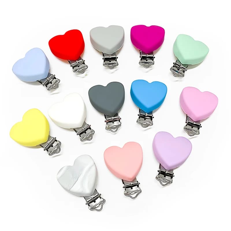 3 pezzi in silicone amore ciuccio clip portaciuccio catena succhietto clip per allattamento accessori per catena ciuccio senza BPA
