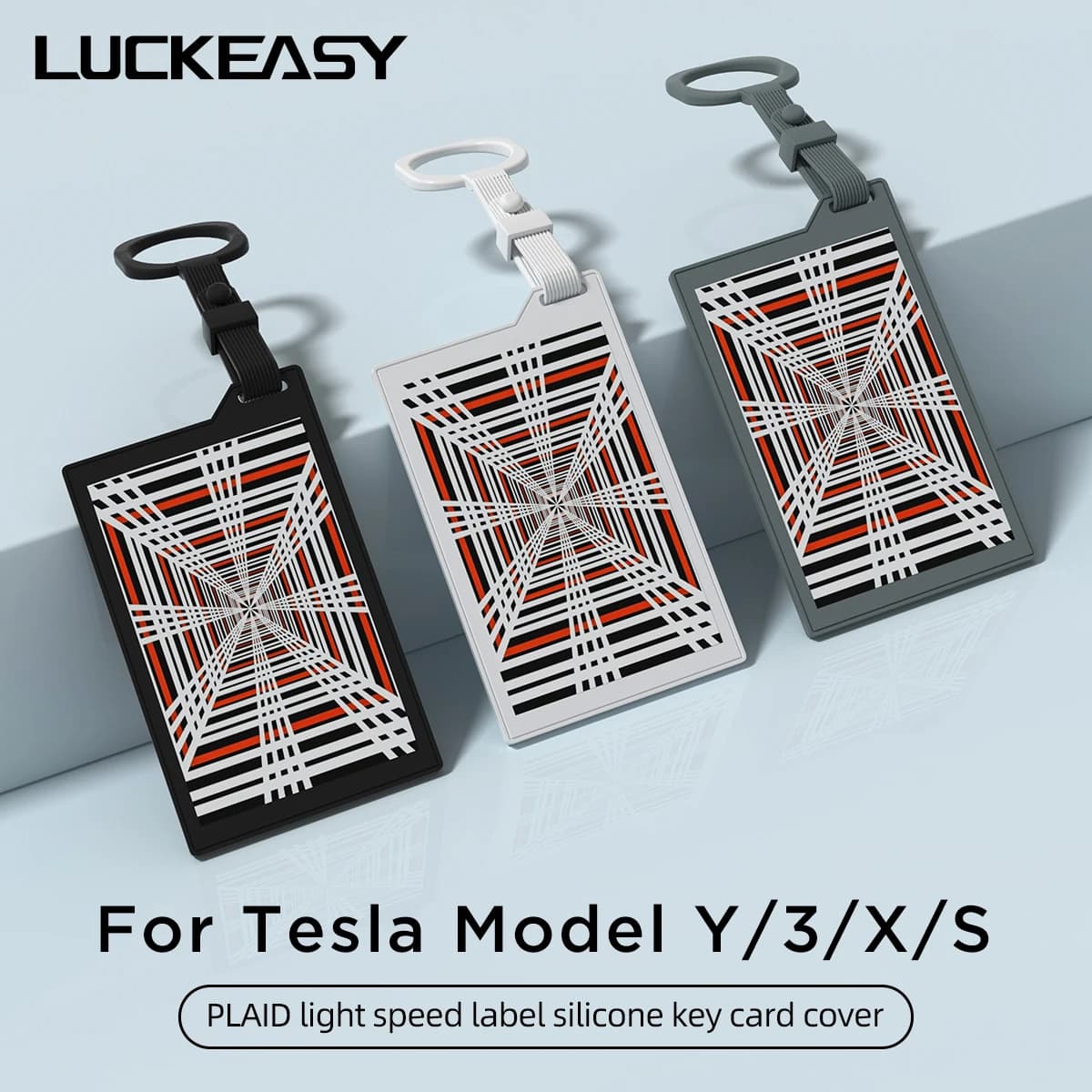 Porta carte chiave per Tesla Model 3 YXS Custodia protettiva per chiave auto Accessori auto PLAID Light Speed Etichetta Custodia per chiave in silicone