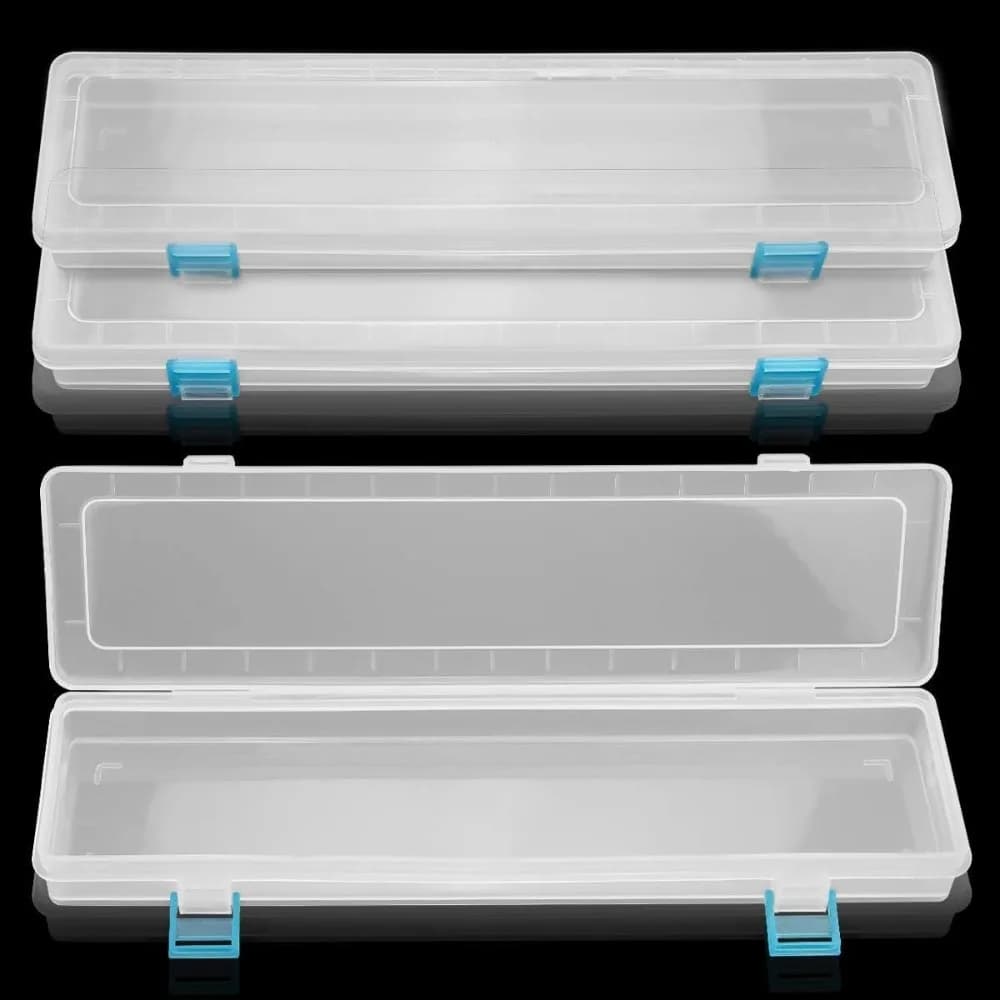 White Storage Box 33x7x3.5cm, Thin Portable Organizer for Brushes, Pencils, Watercolour Pens, Art Crafts, Sewing Tools