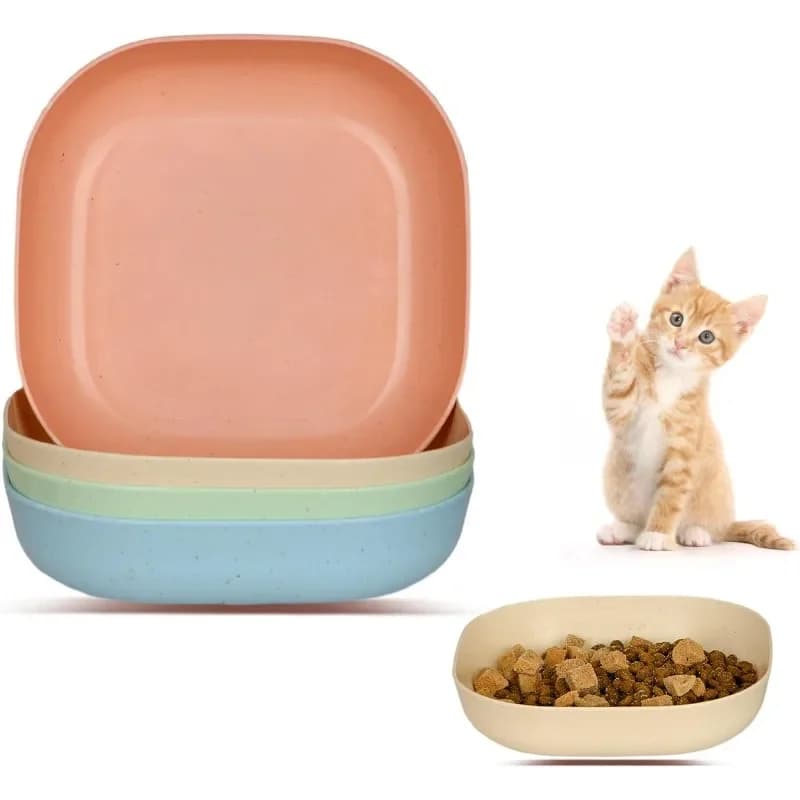 Set di 4 ciotole basse per gatti, utilizzate per alleviare l'affaticamento della barba, vassoio o piatto per l'alimentazione di animali domestici per gatti e cani