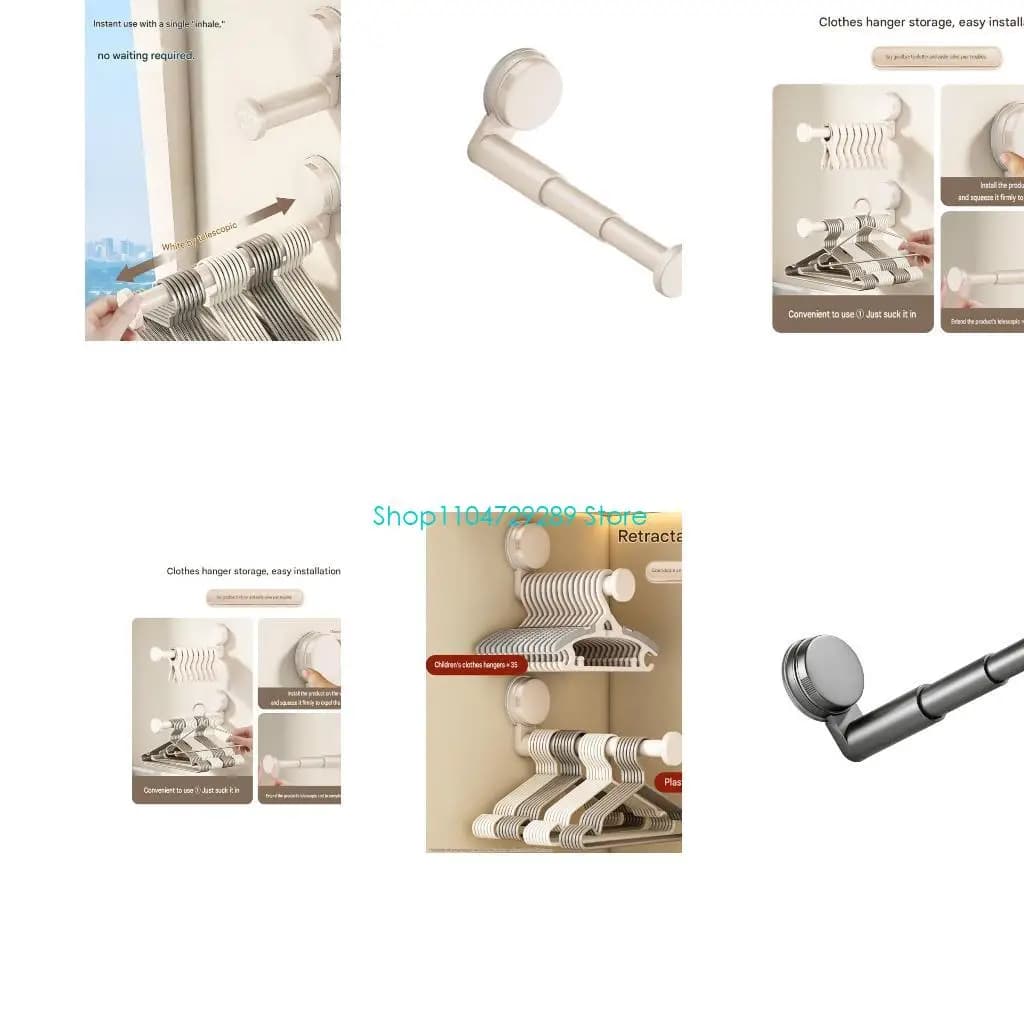D8KE Extendable Wall Rack Suction Cup Drying Hook Rack for Towels, and Cloth Storage