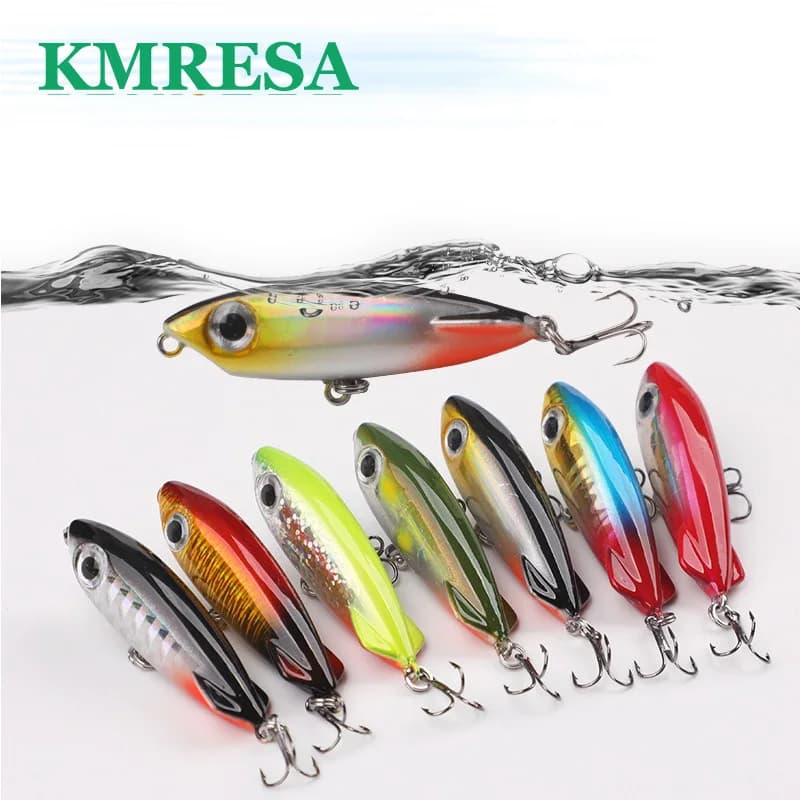 1 pz Top Acqua Matita Richiamo di Pesca 5 cm 3.1g Galleggiante Cane Walking Wobblers Affrontare Esca Dura Artificiale Con Per Spigola