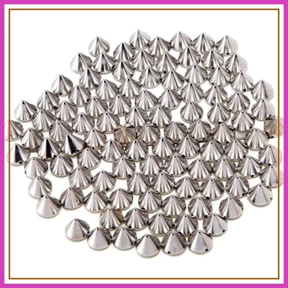 100 Pezzi Borchie a Cono in Acrilico Argento da 10mm per Decorazione Fai-da-Te di Abiti, Borse e Scarpe