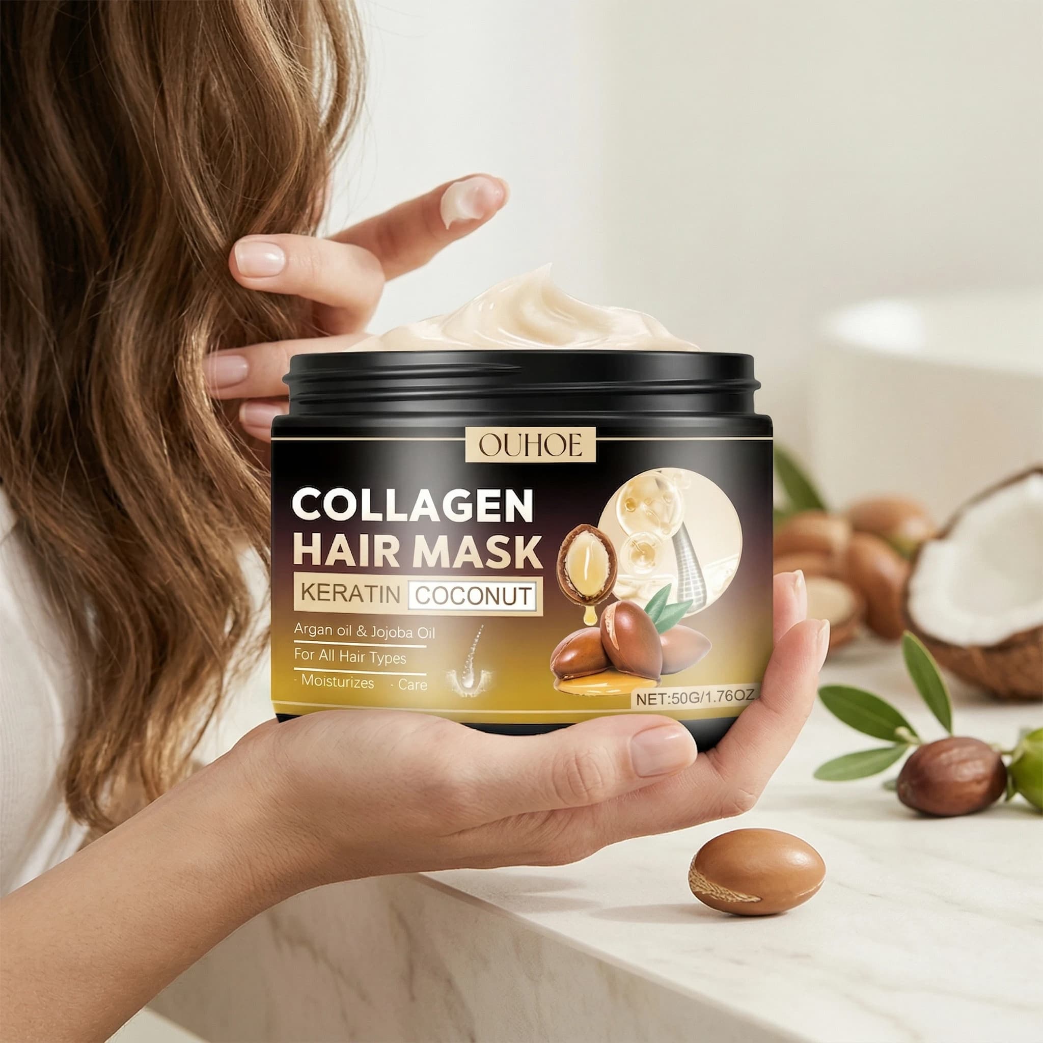 Collagen 50g Coat Mask, Deep Hydrating, Improve Drying, Repair Damage, Remove Double Tips, Reinforcing Mask for Hair