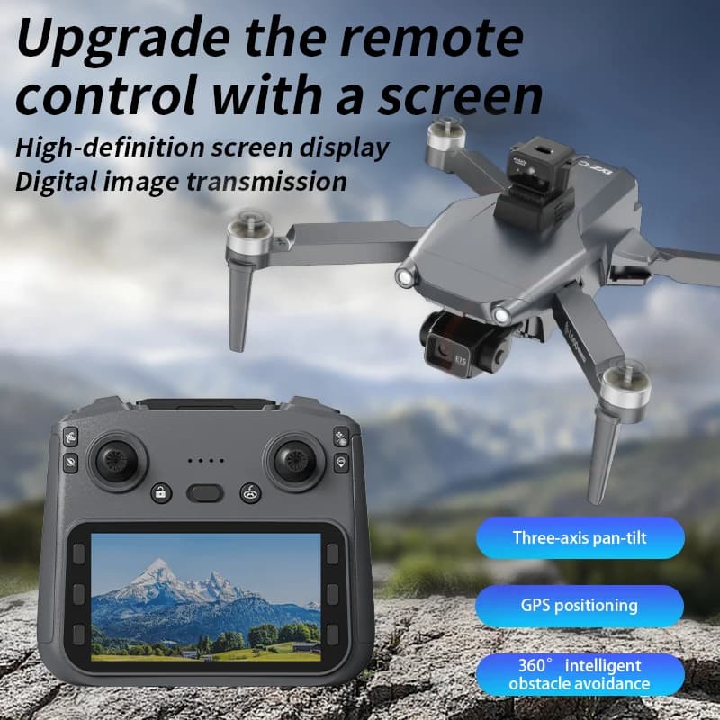 3KM 360 ° Drone RC con Evitamento Ostacoli, Schermo da 5,9 Pollici, Telecomando, Quadricottero 8K ESC, Gimbal a 3 Assi, GPS, Flusso Ottico, Hover, WIFI FPV