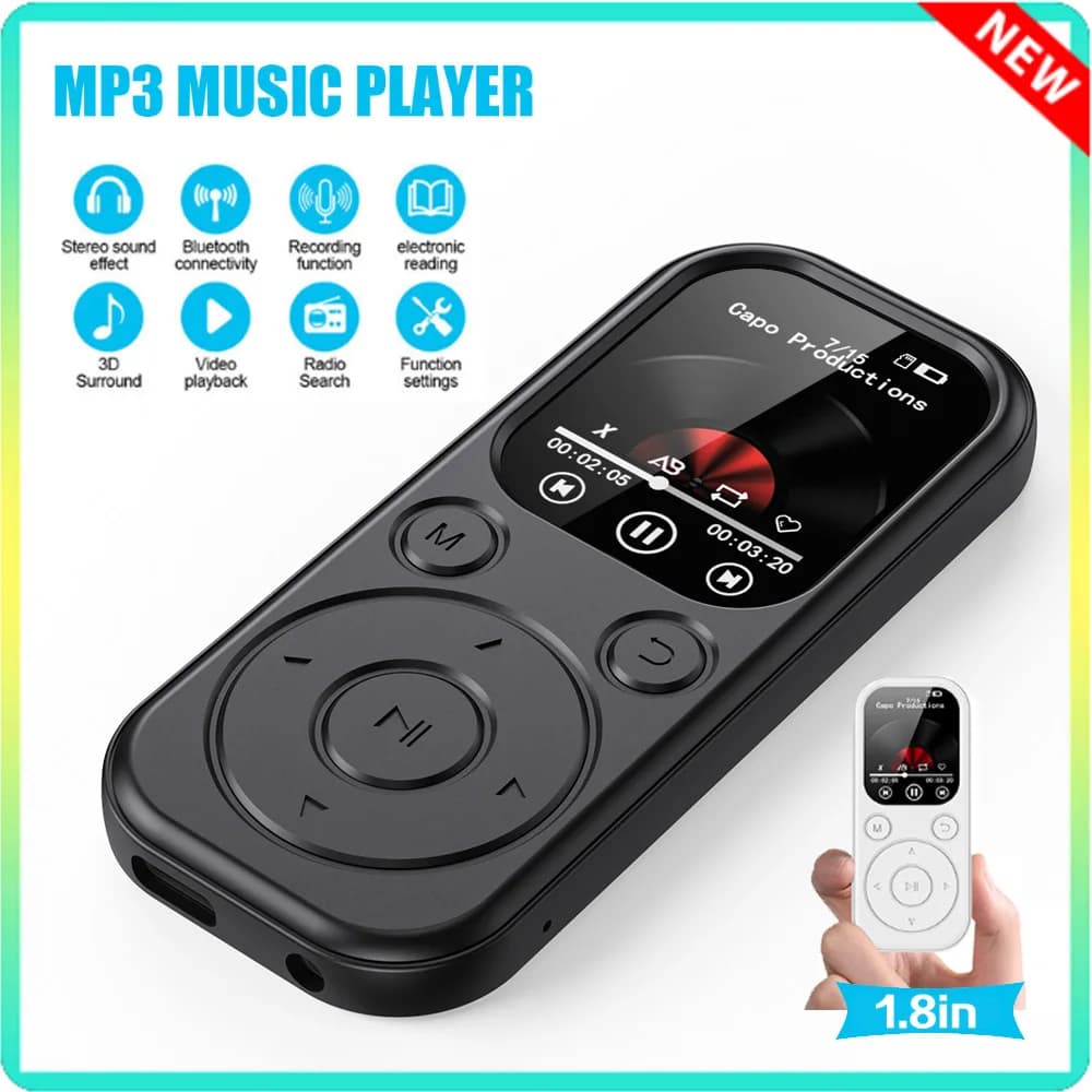 1.8-inch TouchScreen Bluetooth5.4 Mp3 Player Portable MP4 Video Player Hifi Audio Lossless Music Walkman FM Radio/Recorder New