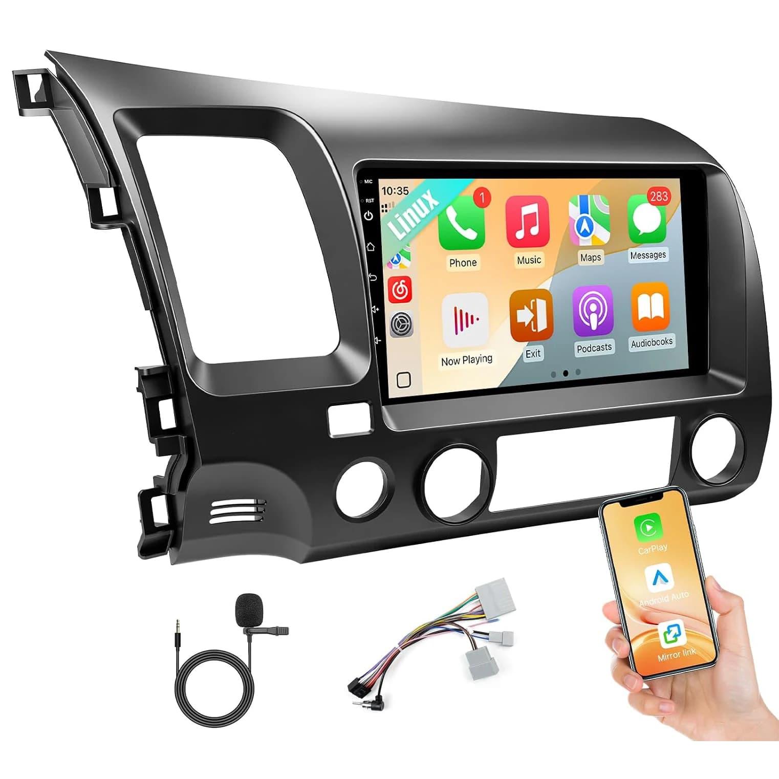 Linux Car Radio for Honda Civic 2006-2011 Fast Boot Wireless CarPlay and Android Auto(Safety Vent Hole)