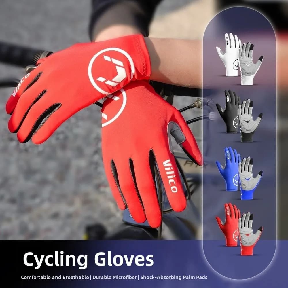 Elastic Breaking Wind Cycling Gloves Touch Screen Anti-slip Full Fingers Bicycle Mittens Wear Resistant Shock Absorption