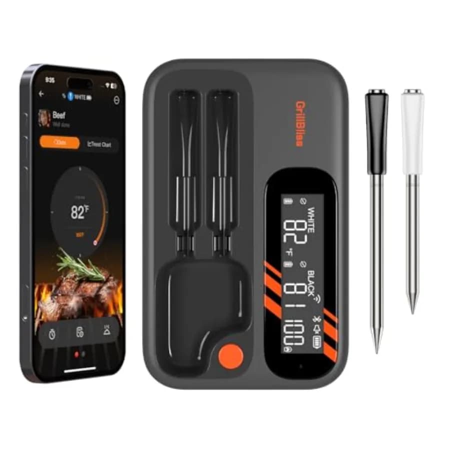 Termometro per Carne Wireless - Termometro Digitale Wireless 5G Wi-Fi e Bluetooth 5.4 per Grigliate e Affumicatura con IP67 Dua