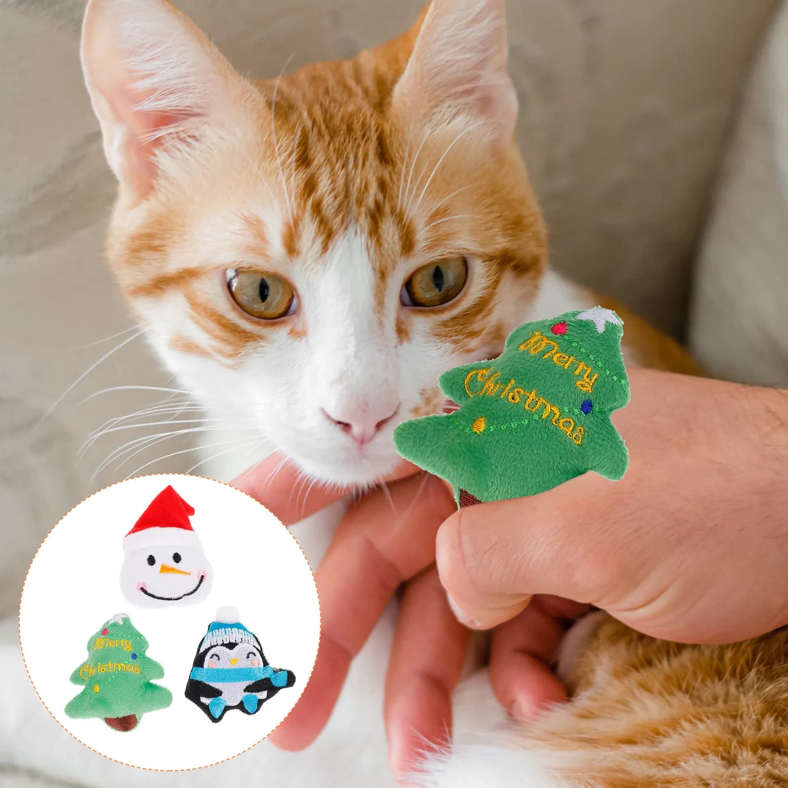 3Pcs Christmas Chew Set Cat Dog Biting Entertainment Training Supplies Penguin Snowman Tree Pet Christmas Toy