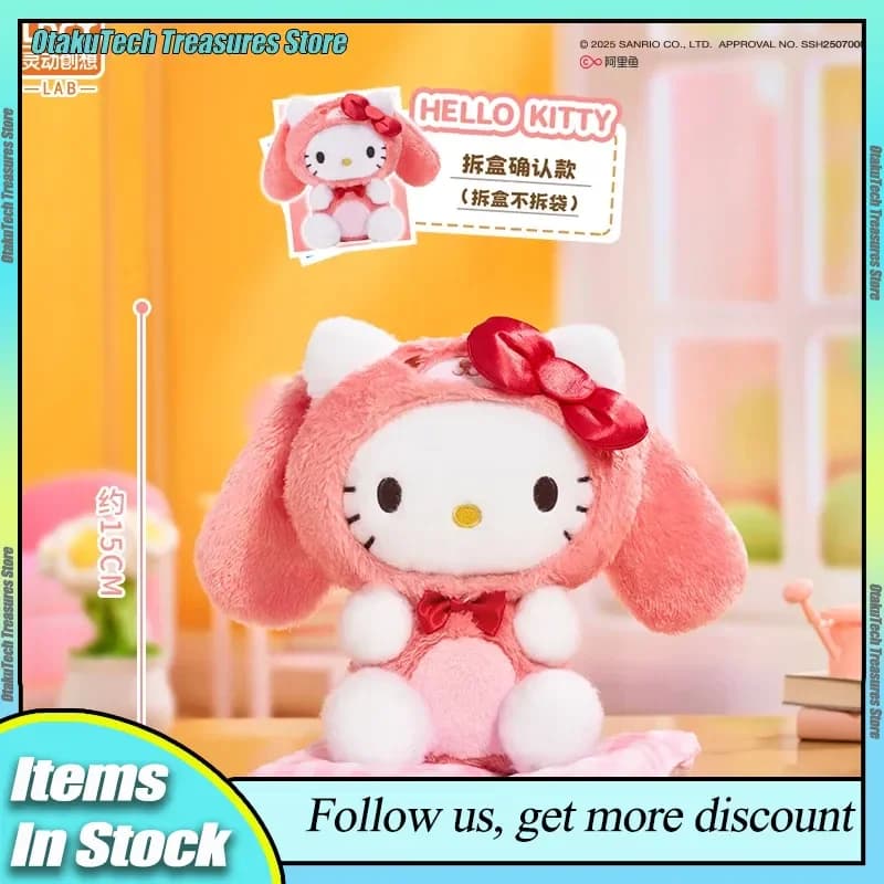 Genuino Sanrio Family Overjoyed Series Blind Box Ciondolo Decorazione Bambola in vinile Figura anime Bambola Regali di compleanno Scatola misteriosa