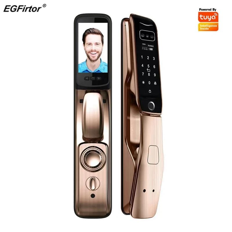 EGFirtor Tuya Wifi Impronte digitali Smart Door Lock 3D Riconoscimento facciale Password elettronica Sensore di allarme di sicurezza domestica Serratura