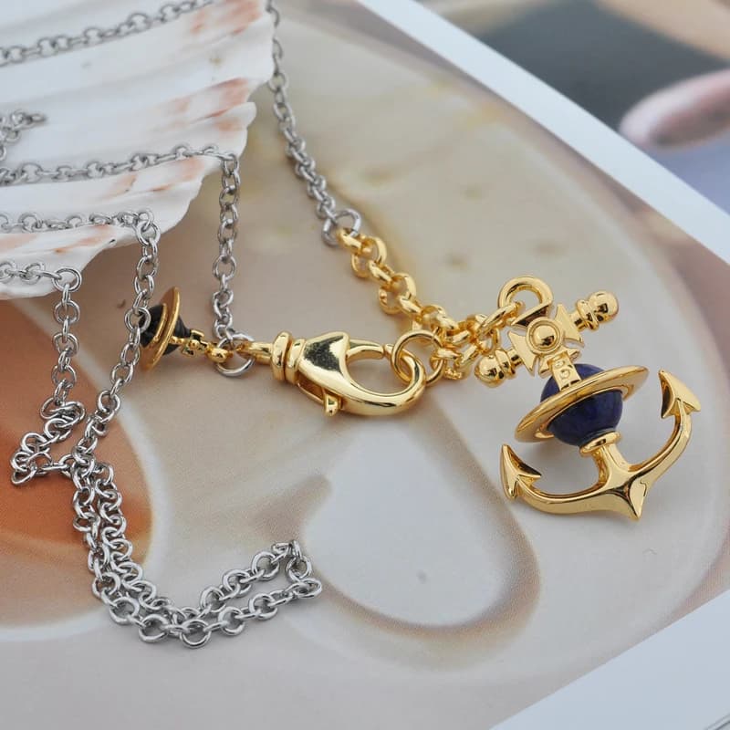 Collana con ciondolo a forma di ancora in argento sterling S925, design creativo, gioiello da donna di alta gamma, indispensabile per banchetti.