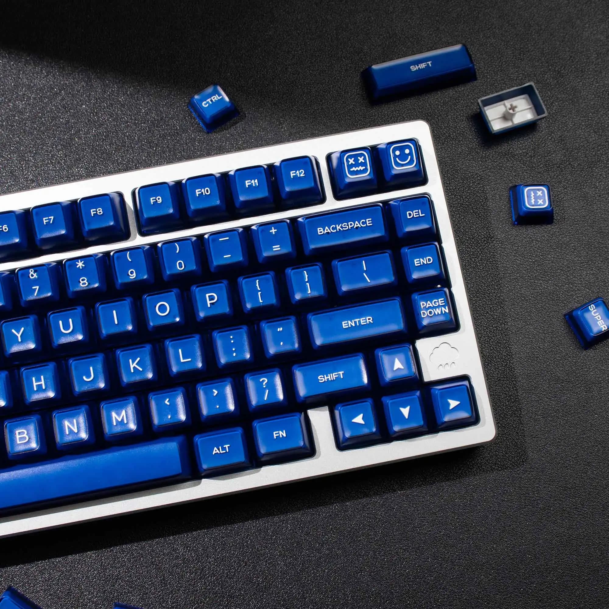142 tasti Copritasti Double Shot Copritasti traslucidi blu Klein Profilo SA Copritasti personalizzati per interruttori Mx Kit tastiera meccanica
