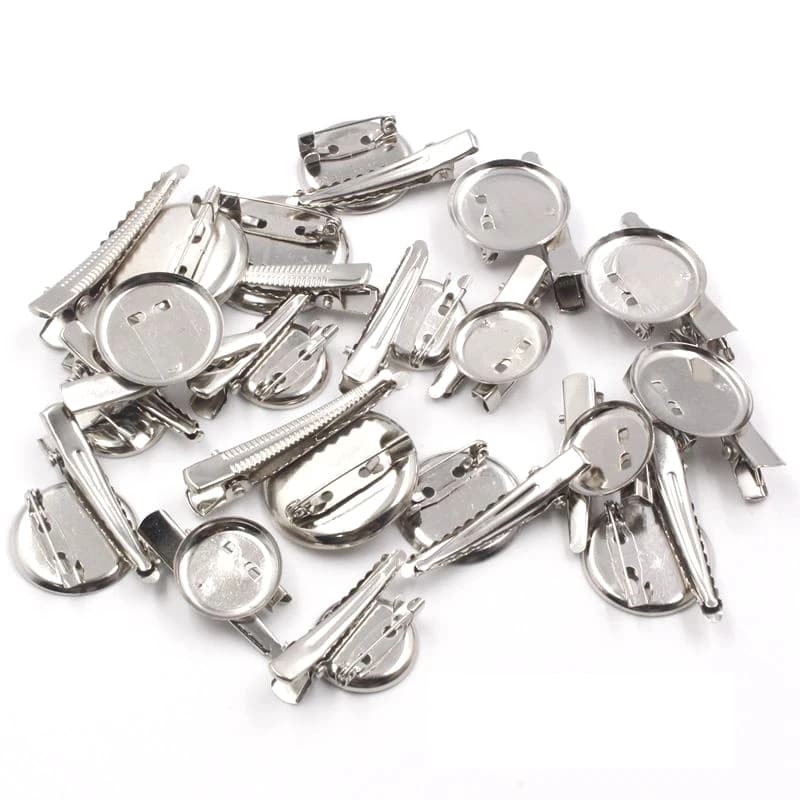 20 pz. Basi Rotonde per Spille da 19, 23, 30 mm, Fermagli per Capelli, Vassoi Vuoti per Cabochon, Perni per Spille per Creazione Gioielli Fai da Te, Accessori per Abbigliamento e Copricapo