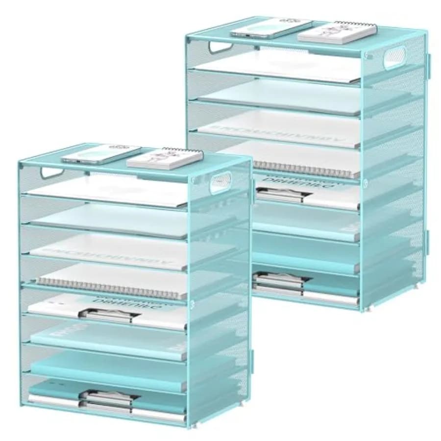 Organizzatore da scrivania a 9 livelli con maniglie, portadocumenti in rete, classificatore di fogli per ufficio e casa