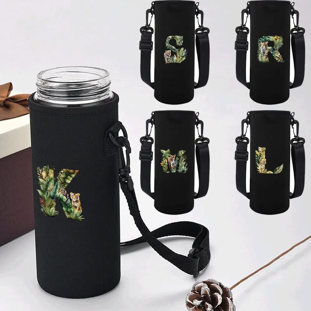 Borsa isolante per bottiglia d'acqua della serie Jungle Tiger, custodia per tazza d'acqua, borse per il trasporto di tazze d'acqua, accessori da viaggio per esterni