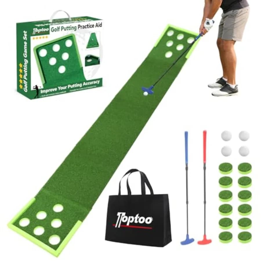Tappetino da Golf per Putting, Ausilio per l'Allenamento del Putting Indoor e Outdoor, per Casa, Ufficio, Giardino, con Putter e Palline