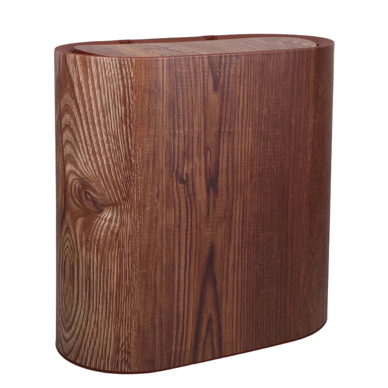 Cestino per Rifiuti Sottile da 14L con Texture Effetto Legno, Salvaspazio per Bagno, Cucina, Ufficio, Casa, Hotel, Cestino Rustico per Bagno