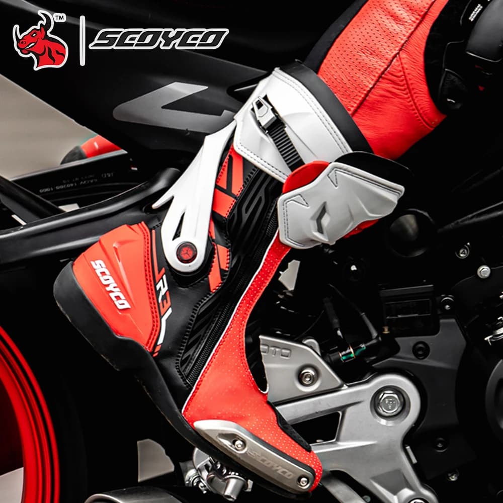 SCOYCO Stivali da moto al ginocchio per uomo Donna Off-Road Autostrada Equitazione Durevole Suola antiscivolo Supporto alla caviglia Impugnatura per tutti i terreni