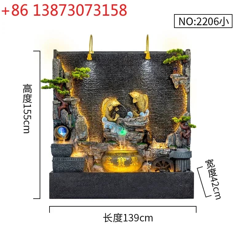 Water curtain wall, flowing water wall, fountain, lucky circulating water, courtyard garden, landscape ornament